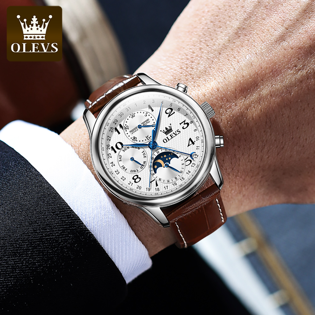 OLEVS 6667 Moon Phase Men's Wa - Luxury Watch On Sale review and price