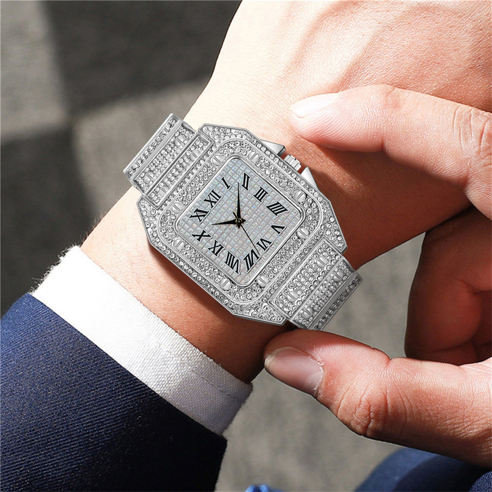 4PCS Fashion Iced Out Square M - Luxury Watch Iceberg review and price